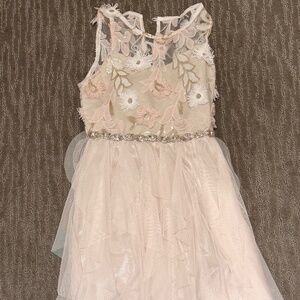 Rare Editions Girls Sleeveless Cream Lace Embellished Dress Size 8